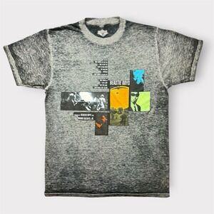 Beastie Boys Root Down EP Graphic T-Shirt Grey Acid Wash Mens Medium Cotton Tee